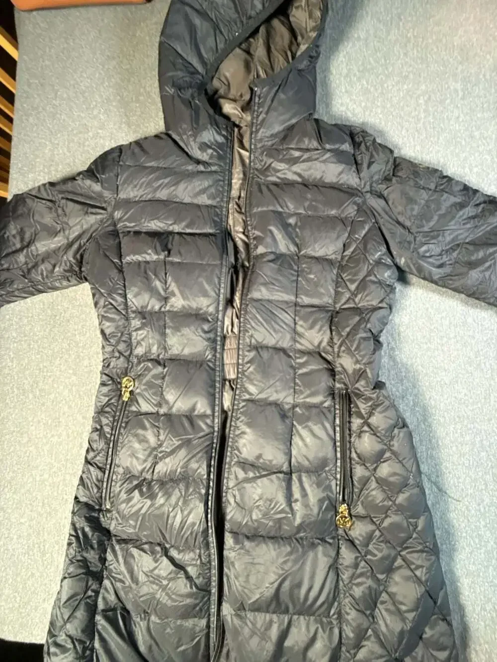 Michael Kors Packable Quilted Hooded Down Jacket Puffer Coat Black
